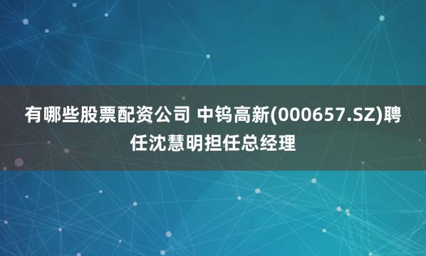 有哪些股票配资公司 中钨高新(000657.SZ)聘任沈慧明担任总经理