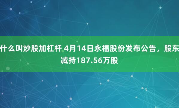 什么叫炒股加杠杆 4月14日永福股份发布公告，股东减持187.56万股
