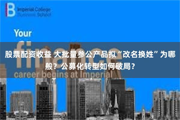 股票配资收益 大批量参公产品拟“改名换姓”为哪般？公募化转型如何破局？