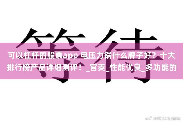 可以杠杆的股票app 电压力锅什么牌子好？十大排行榜产品详细测评！_宫菱_性能优良_多功能的